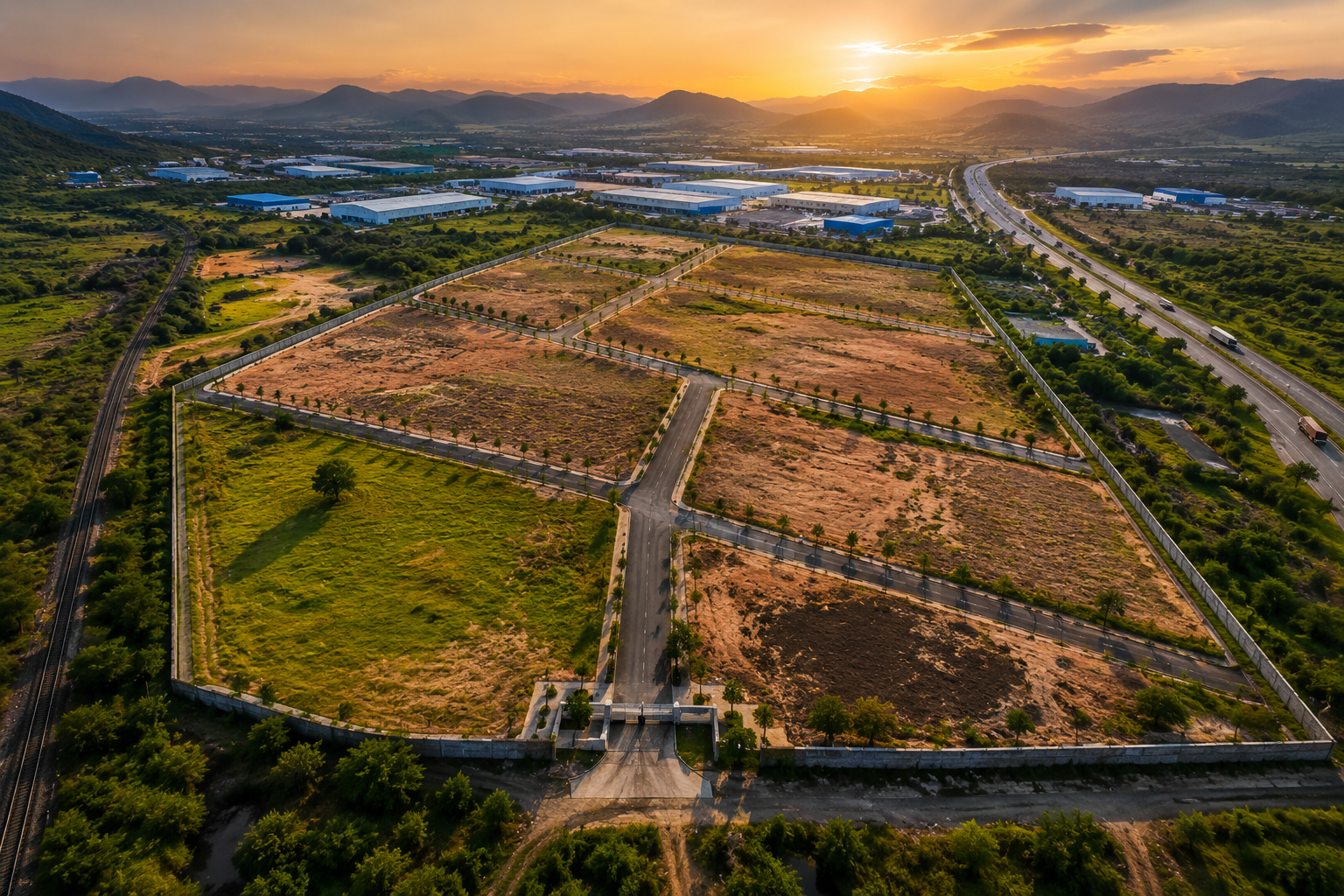 Land parcel with marked plot boundary for investment review